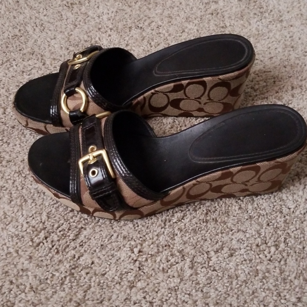 Women's Coach wedge slip-on sandal